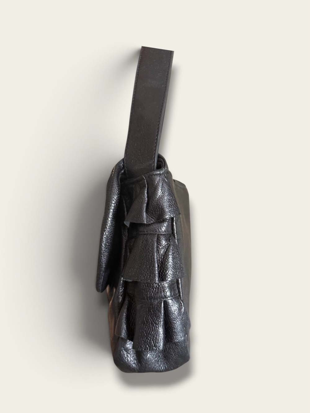Mayle Black Pleated Leather Shoulder Bag - Picture 4 of 15